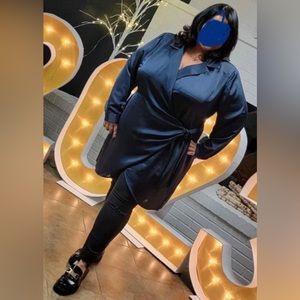 Plus size Satin mini wrap dress